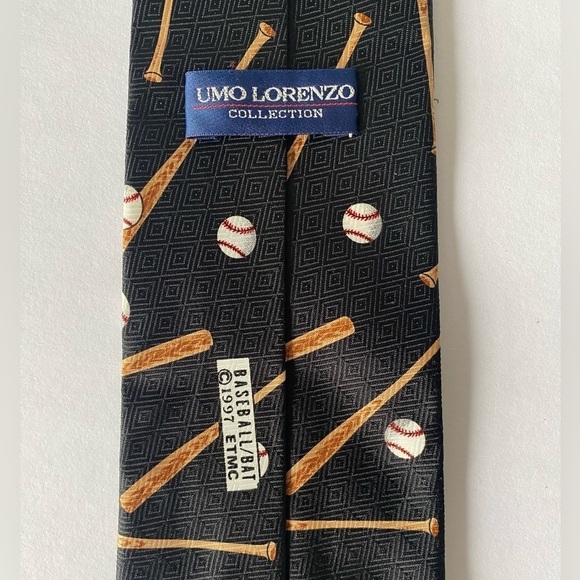 Men’s Vintage Baseball‎ Tie, Navy w/ bat & ball - Picture 3 of 4